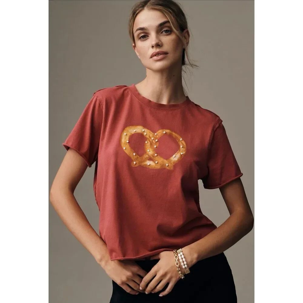 Anthropologie Maeve Graphic Pretzel Tshirt NWT